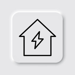 Flash, house simple icon vector. Flat design. Neumorphism design.ai