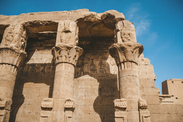 The ruins of the ancient temple of Horus in Edfu, Egypt - obrazy, fototapety, plakaty