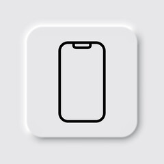 Mobile phone simple icon vector. Flat design. Neumorphism design.ai