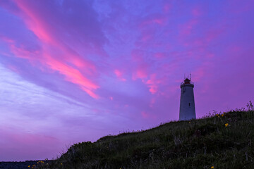 Reykjanesviti Lighthouse in Keflavik area at sunset