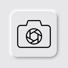 Photo camera simple icon vector. Flat design. Neumorphism design.ai