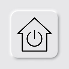 Shut down, house simple icon vector. Flat design. Neumorphism design.ai