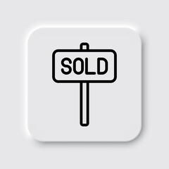 Sold banner simple icon vector. Flat design. Neumorphism design.ai