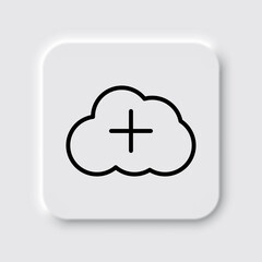 Obraz premium Add, cloud simple icon vector. Flat design. Neumorphism design.ai