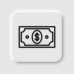 Dollar simple icon, vector. Flat design. Neumorphism design.ai