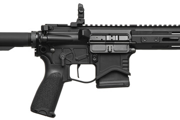 Modern automatic rifle isolated on white back. Weapons for police, special forces and the army....