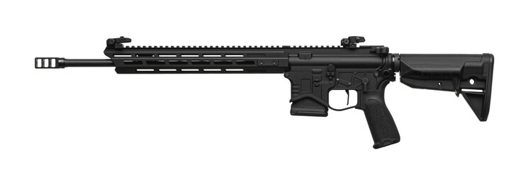Modern automatic rifle isolated on white back. Weapons for police, special forces and the army....