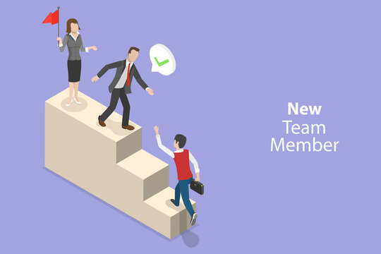 3D Isometric Flat Vector Conceptual Illustration of New Team Member, Colleague Introduction and Acquaintance