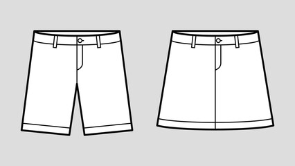 ファッションのサイズ表記や説明、デザイン用のテンプレート イラスト素材 / ボトムスのミニスカートとハーフパンツ