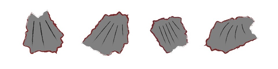 Fototapeta na wymiar Vector scratch icons on flap surface of fabric or leather.Стандартний RGB