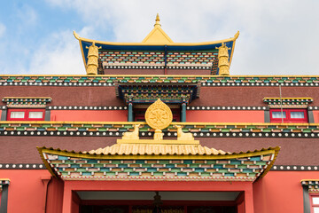 Fototapeta na wymiar A view of the Chagdud Gonpa Khadro Ling Buddhist Temple in Tres Coroas, Brazil