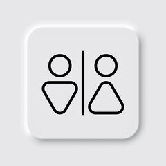 Man, woman, wc simple icon vector. Flat design. Neumorphism design.ai