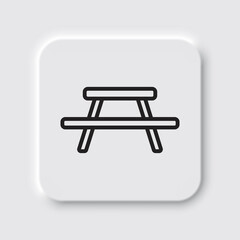 Picnic, camping table simple icon vector. Flat design. Neumorphism design.ai