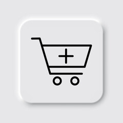 Shopping cart, add simple icon vector. Flat design. Neumorphism design.ai