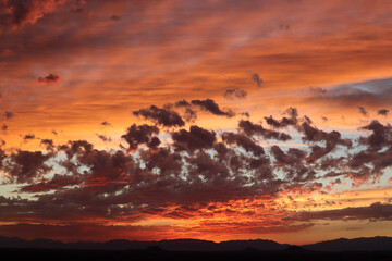 New Mexico bright orange clouds and sunset