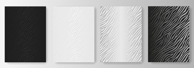 Collection of black, white and silver zebra print backgrounds