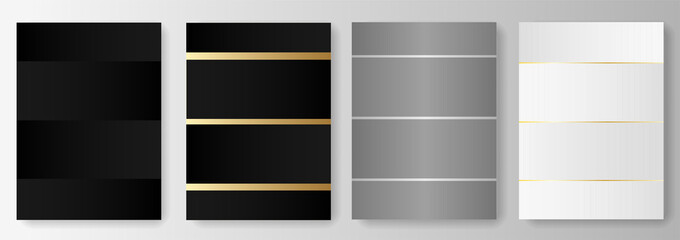 Collection of black and gray backgrounds with golden elements