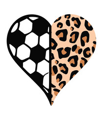 football baseball softball basketball soccer leopard cheetah print half heart svg png, leopard heart svg, cheetah heart svg, heart svg, love
