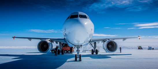 Airbus A319 on Antarctic Ski Runway