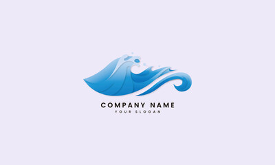Ocean wave water, blue logo element sea