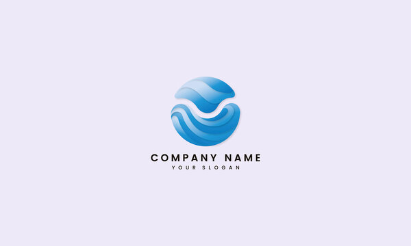 Abstract wave water circle logo design