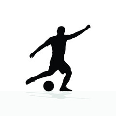 Fototapeta na wymiar vector soccer player silhouette. player shooting white background