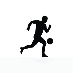 Fototapeta na wymiar vector soccer player silhouette. player shooting white background