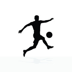 Fototapeta na wymiar vector soccer player silhouette. player shooting white background