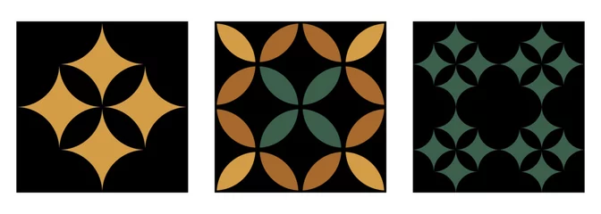 Foto auf Acrylglas Tiles collection. Colorful mosaic with geometric pattern. Azulejos art design. Spanish, Portugease, Moroccan tiles set. © PaulSat