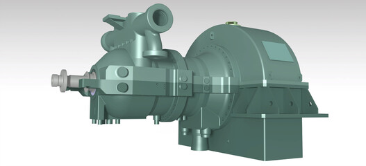 steam turbine casing 3D illustration