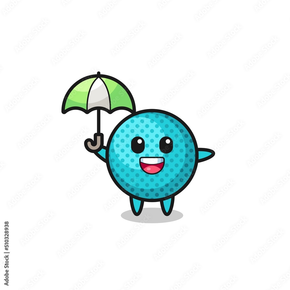 Wall mural cute spiky ball illustration holding an umbrella