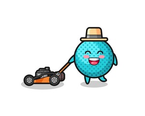 illustration of the spiky ball character using lawn mower