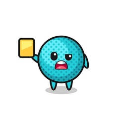 cartoon spiky ball character as a football referee giving a yellow card