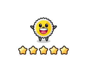 the illustration of customer best rating, saw blade cute character with 5 stars