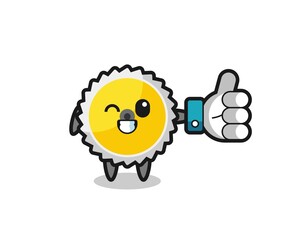 cute saw blade with social media thumbs up symbol