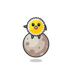 illustration of saw blade cartoon sitting on the moon