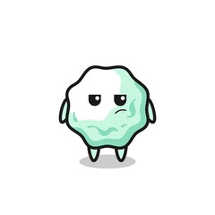 cute chewing gum character with suspicious expression