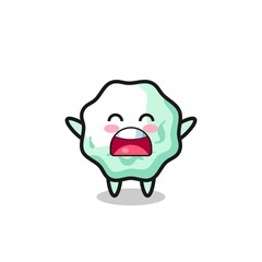cute chewing gum mascot with a yawn expression