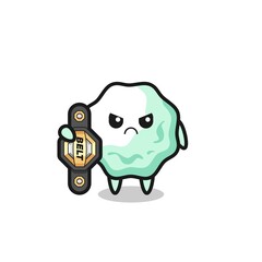 Fototapeta premium chewing gum mascot character as a MMA fighter with the champion belt