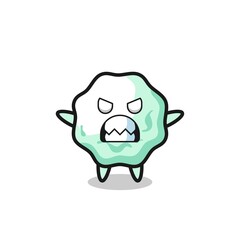 wrathful expression of the chewing gum mascot character