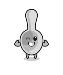 the muscular spoon character is posing showing his muscles