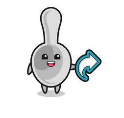 cute spoon hold social media share symbol