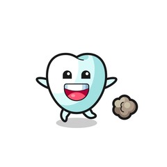 the happy tooth cartoon with running pose