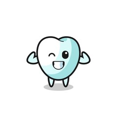 the muscular tooth character is posing showing his muscles