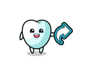 cute tooth hold social media share symbol