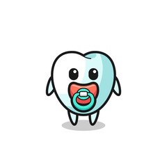 Obraz premium baby tooth cartoon character with pacifier