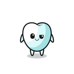 tooth cartoon with an arrogant expression