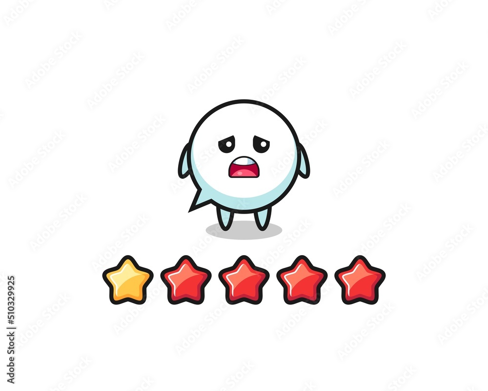 Sticker the illustration of customer bad rating, speech bubble cute character with 1 star