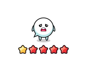 the illustration of customer bad rating, speech bubble cute character with 1 star