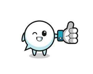 cute speech bubble with social media thumbs up symbol